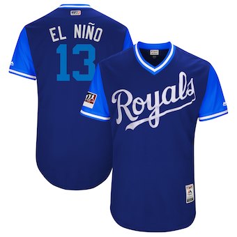 Men's Kansas City Royals 13 Salvador Perez El Nino Majestic Royal 2018 Players' Weekend Authentic Jersey