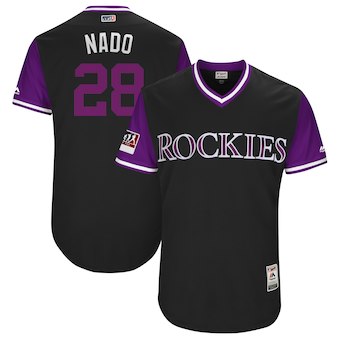 Men's Colorado Rockies 28 Nolan Arenado Nado Majestic Black 2018 Players' Weekend Authentic Jersey