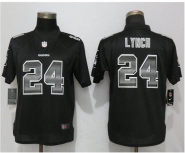 Nike Oakland Raiders #24 Marshawn Lynch Black Limited Strobe Jersey