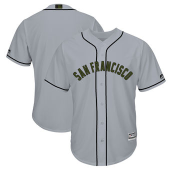 Men's San Francisco Giants Blank Majestic Gray 2018 Memorial Day Cool Base Team Jersey