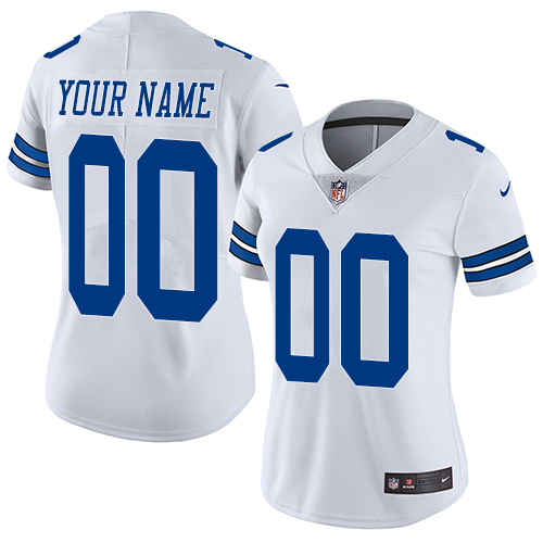 Women's Nike Dallas Cowboys Alternate Road White Customized Vapor Untouchable Limited  NFL Jersey