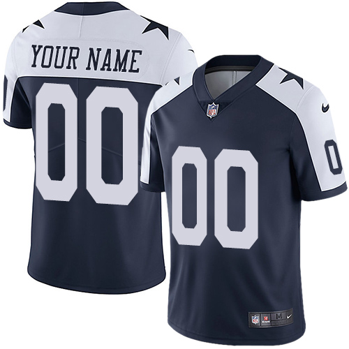 Men's Nike Dallas Cowboys Alternate Navy Blue Throwback Customized Vapor Untouchable  Limited NFL Jersey