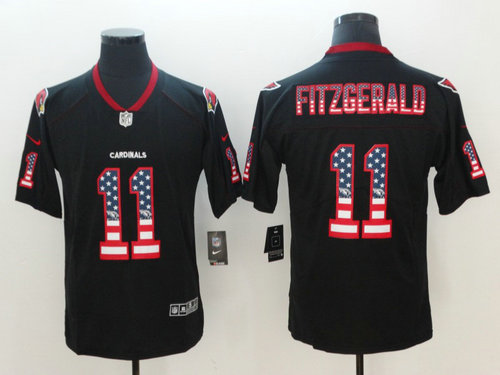 Nike Arizona Cardinals #11 Larry Fitzgerald Black USA Flag Fashion Color Rush Limited Jersey