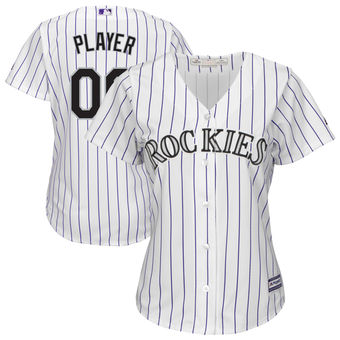 Women's Colorado Rockies Majestic White Home Cool Base Custom Jersey