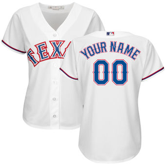 Women's Texas Rangers Majestic White Home Cool Base Custom Jersey