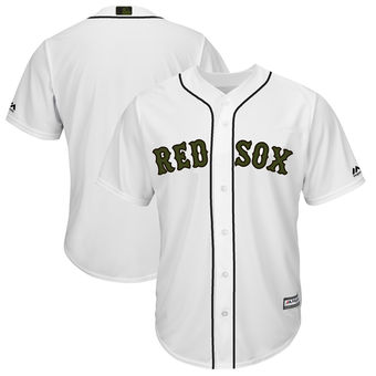 Men's Boston Red Sox Majestic White 2018 Memorial Day Cool Base Team Custom Jersey