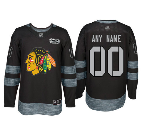 Adidas Chicago Blackhawks Black 1917-2017 100th Anniversary Stitched NHL Custom Jersey