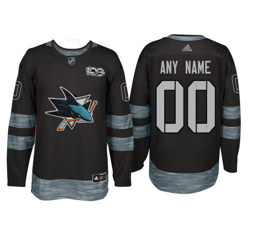 Adidas San Jose Sharks Black 1917-2017 100th Anniversary Stitched NHL Custom Jersey