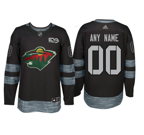 Adidas Minnesota Wild Black 1917-2017 100th Anniversary Stitched NHL Custom Jersey