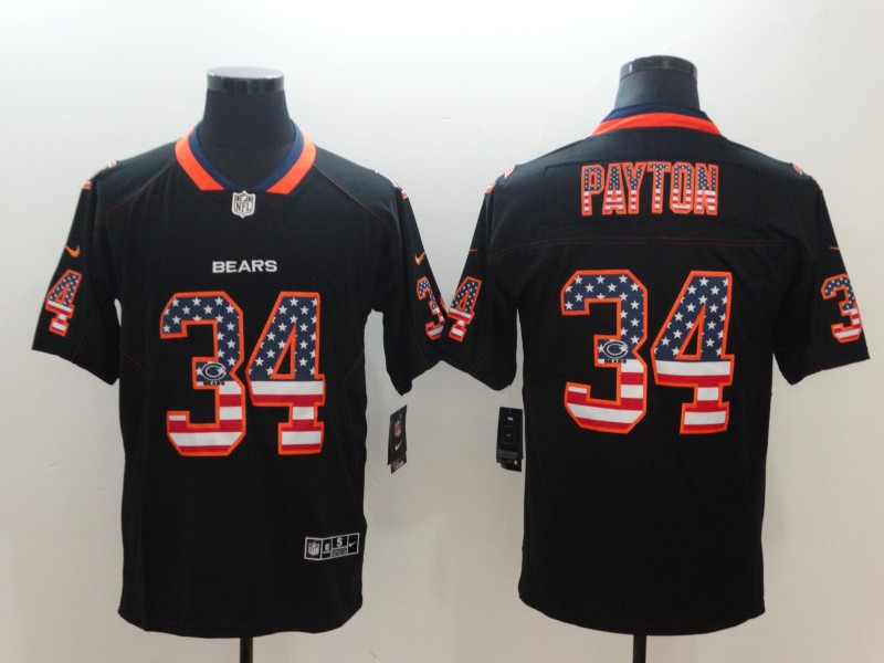 Nike Bears 34 Wlater Payton Black USA Flag Limited Jersey