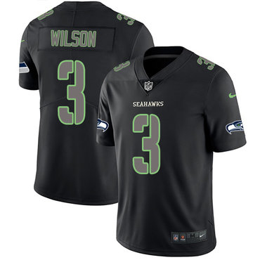 Nike Seahawks #3 Russell Wilson Black Men's Stitched NFL Limited Rush Impact Jersey