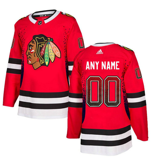 Men's Chicago Blackhawks Red Customized Drift Fashion Adidas Jersey