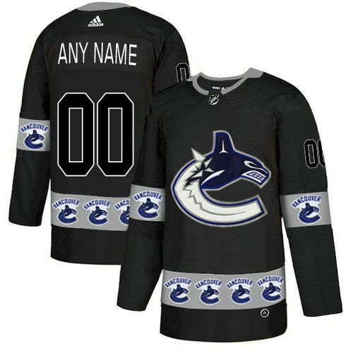 Men's Vancouver Canucks Custom Black Team Logos Fashion Adidas Jersey