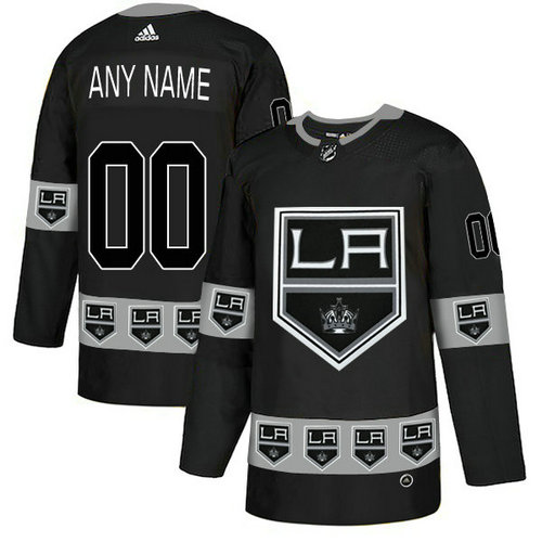 Men's Los Angeles Kings Custom Black Team Logos Fashion Adidas Jersey