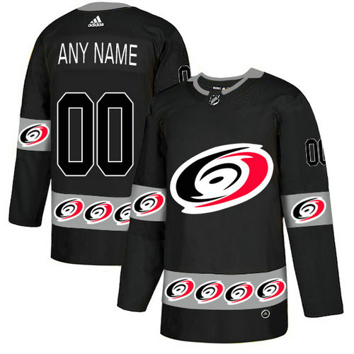 Men's Carolina Hurricanes Custom Black Team Logos Fashion Adidas Jersey