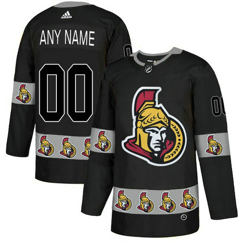 Men's Ottawa Senators Custom Black Team Logos Fashion Adidas Jersey