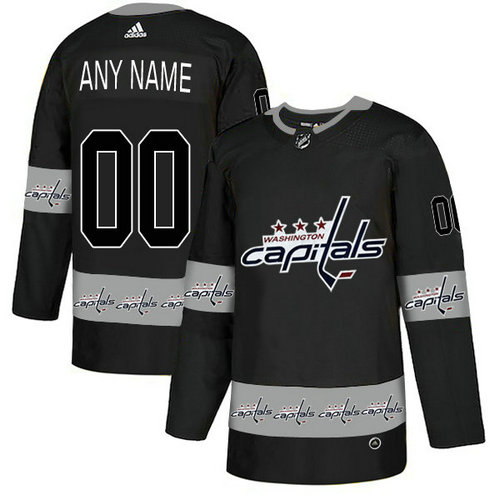 Men's Washington Capitals Custom Black Team Logos Fashion Adidas Jersey