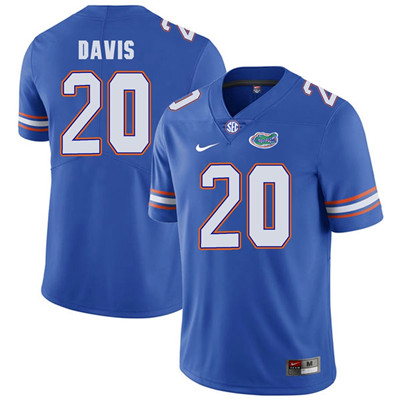 Florida Gators Royal Blue #20 Malik Davis Football Player Performance Jersey