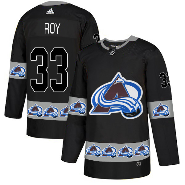 Men's Colorado Avalanche #33 Patrick Roy Black Team Logos Fashion Adidas Jersey