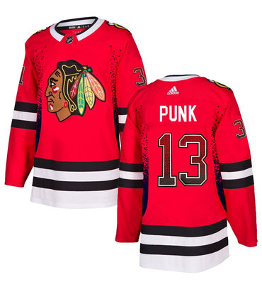 Men's Chicago Blackhawks #13 CM Punk Red Drift Fashion Adidas Jersey