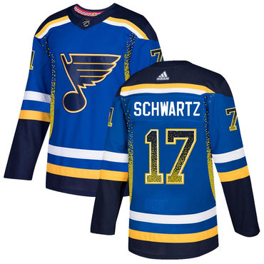 Men's St. Louis Blues #17 Jaden Schwartz Royal Drift Fashion Adidas Jersey