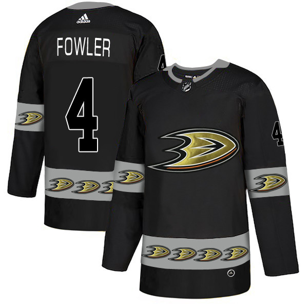 Men's Anaheim Ducks #4 Cam Fowler Black Team Logos Fashion Adidas Jersey