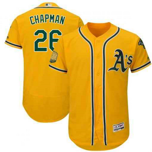 Men's Oakland Athletics #26 Matt Chapman Gold Flexbase Authentic Collection Stitched MLB Jersey