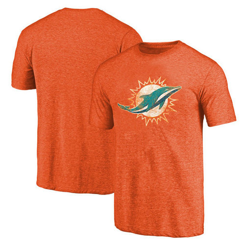 Miami Dolphins Orange Throwback Logo Tri-Blend NFL Pro Line by T-Shirt