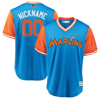 Men's Miami Marlins Majestic Light Blue 2018 Players' Weekend Cool Base Custom Jersey