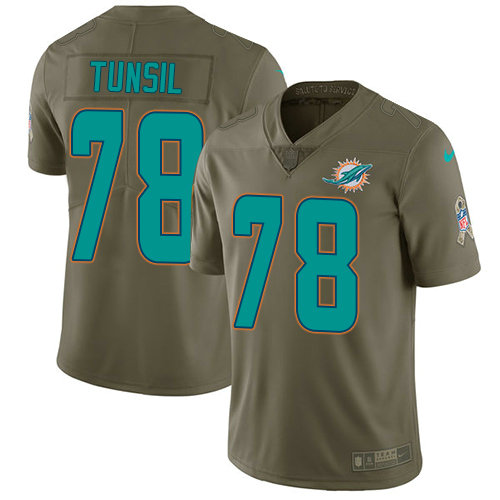 Nike Dolphins #78 Laremy Tunsil Olive Men's Stitched NFL Limited 2017 Salute to Service Jersey