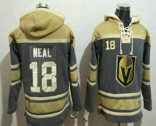 Men's Vegas Golden Knights #18 James Neal Gray Stitched NHL Old Time Hockey Pullover Hoodie