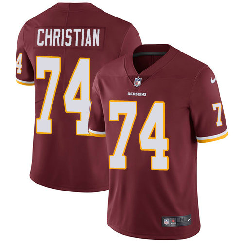 Kids Nike Redskins 74 Geron Christian Burgundy Red Team Color Stitched NFL Vapor Untouchable Limited Jersey