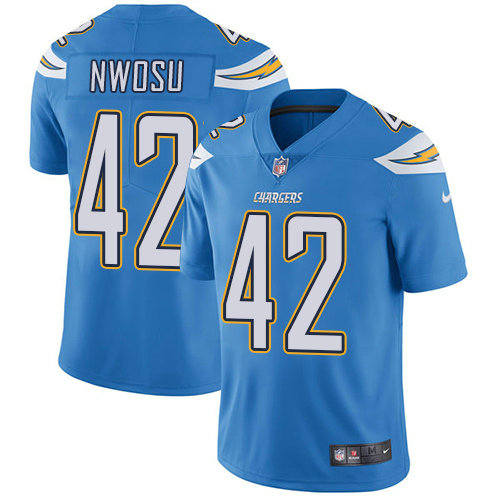 Youth Nike Chargers 42 Uchenna Nwosu Electric Blue Alternate Stitched NFL Vapor Untouchable Limited Jersey