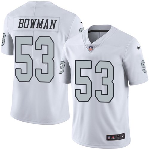 Youth Nike Oakland Raiders 53 NaVorro Bowman White Stitched NFL Limited Rush Jersey