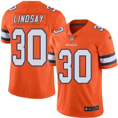 Nike Denver Broncos #30 Phillip Lindsay Orange Men's Stitched NFL Limited Rush Jersey