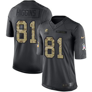 Men's Nike Cleveland Browns #81 Rashard Higgins Limited Black 2016 Salute to Service NFL Jersey