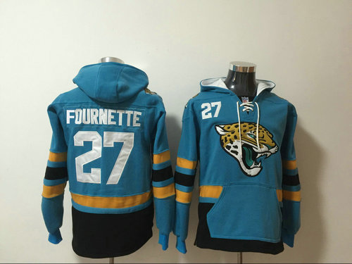 Jacksonville Jaguars 27 Leonard Fournette Blue Stitched Pullover Hoodie