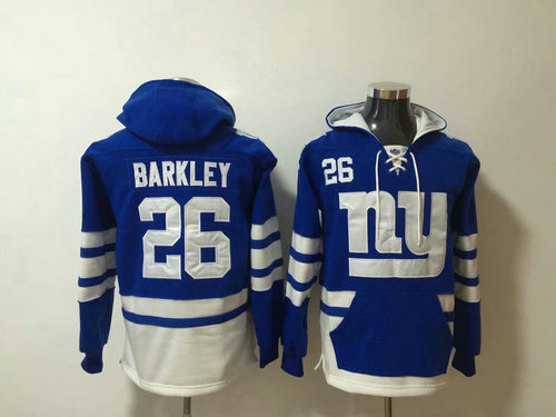 New York Giants #26 Saquon Barkley Royal Blue Stitched Pullover Hoodie