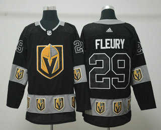 Men's Vegas Golden Knights #29 Marc-Andre Fleury Black Team Logos Fashion Adidas Jersey