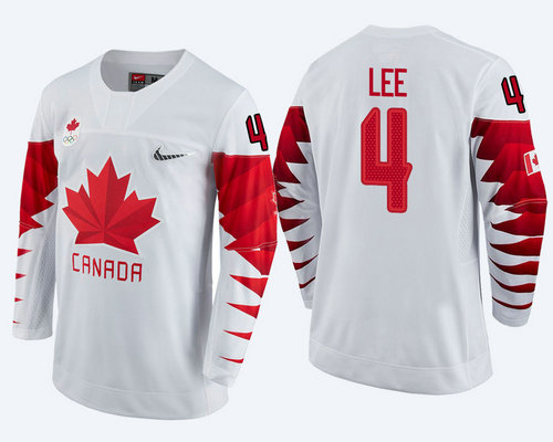 Men Canada Team #4 Chris Lee White 2018 Winter Olympics Jersey