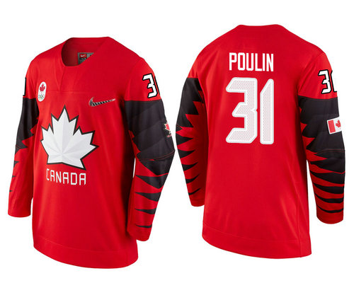 Men Canada Team #31 Kevin Poulin Red 2018 Winter Olympics Jersey