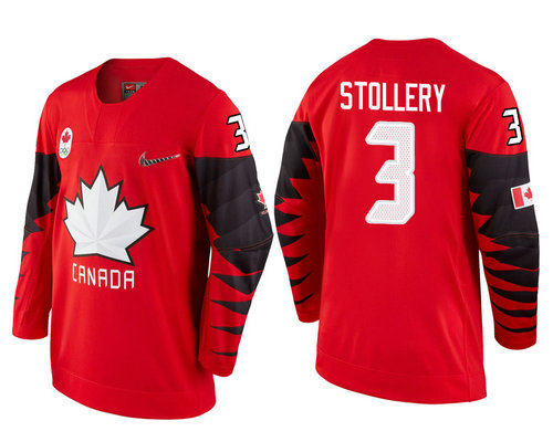 Men Canada Team #3 Karl Stollery Red 2018 Winter Olympics Jersey