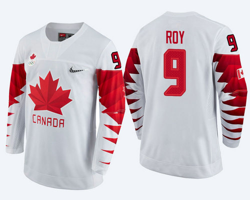 Men Canada Team #9 Derek Roy White 2018 Winter Olympics Jersey