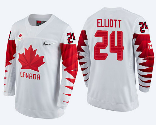 Men Canada Team #24 Stefan Elliott White 2018 Winter Olympics Jersey