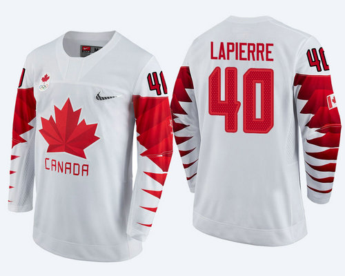 Men Canada Team #40 Maxim Lapierre White 2018 Winter Olympics Jersey