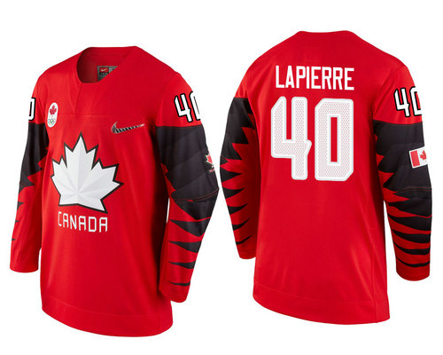 Men Canada Team #40 Maxim Lapierre Red 2018 Winter Olympics Jersey