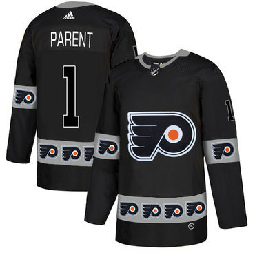 Men's Philadelphia Flyers #1 Bernie Parent Black Team Logos Fashion Adidas Jersey