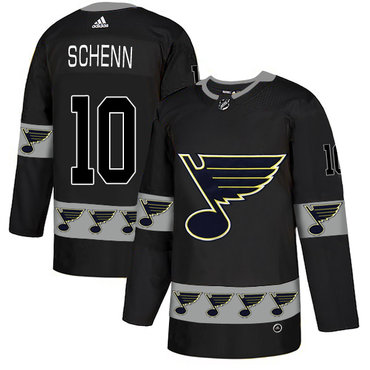 Men's St. Louis Blues #10 Brayden Schenn Black Team Logos Fashion Adidas Jersey