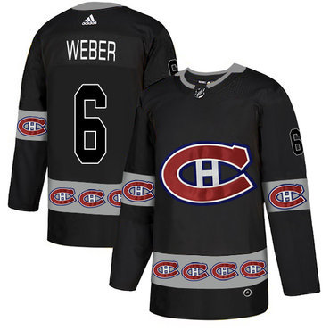 Men's Montreal Canadiens #6 Shea Weber Black Team Logos Fashion Adidas Jersey