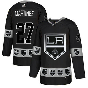 Men's Los Angeles Kings #27 Alec Martinez Black Team Logos Fashion Adidas Jersey